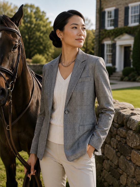 Theory Jackets & Blazers - THEORY Minimalist Luxury Classic Gray Plaid Wool Blend Single Button Blazer, M